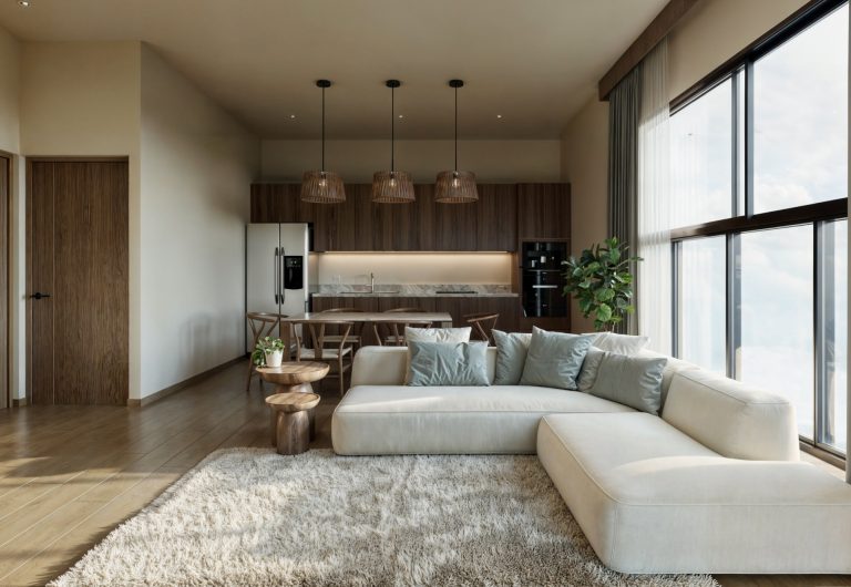 Sala con ventanales y vista exterior del modelo Galera en Vigía Sky Tower.